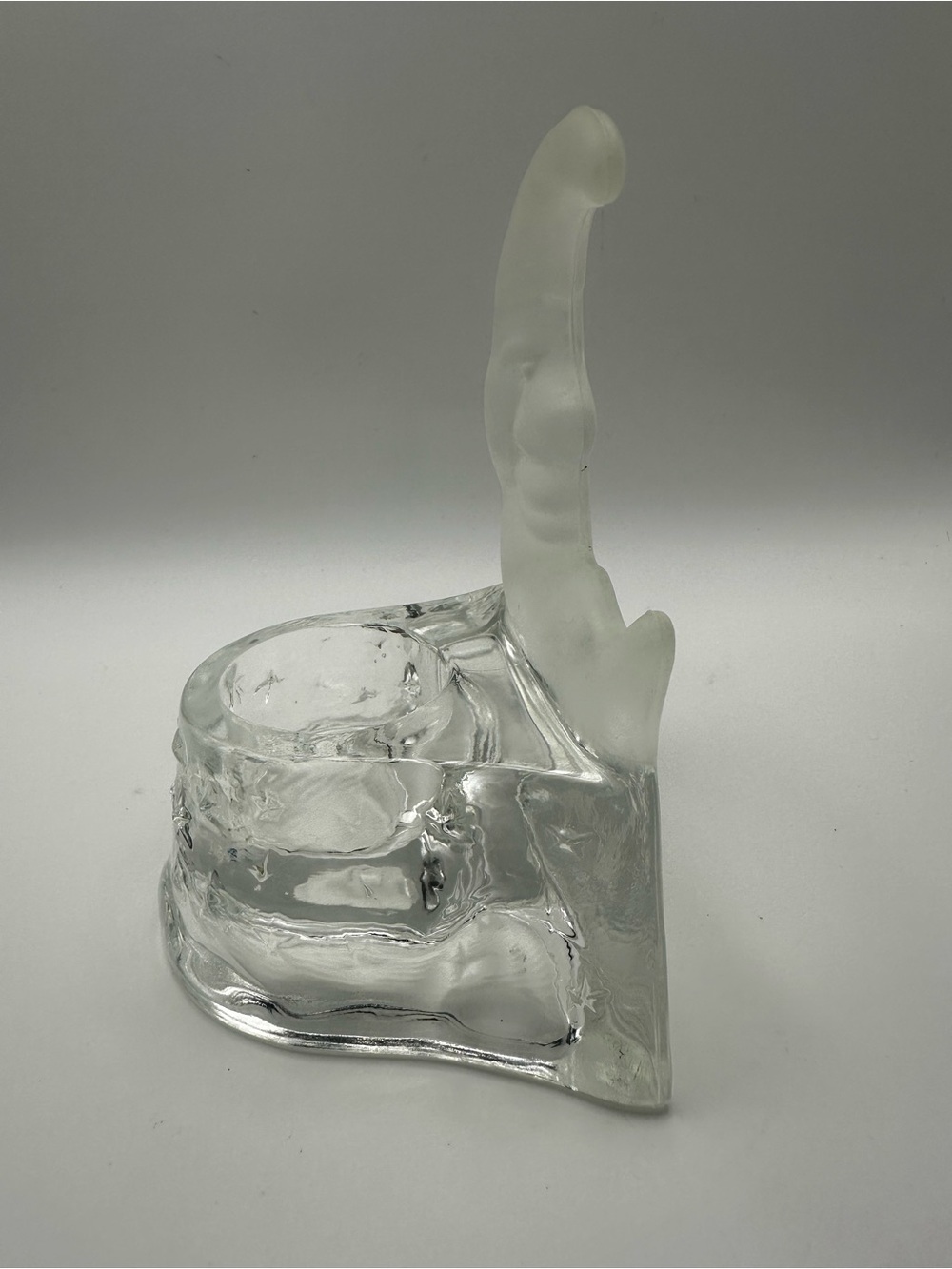 Frosted Glass Celestial Crescent Moon Tea Light Holder Clear - Picture 6 of 10